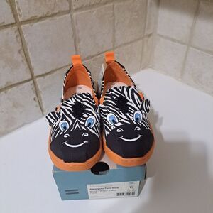 Toms Toddler Slip-on Canvas Shoes Black White Zebra Size 11 NWT
